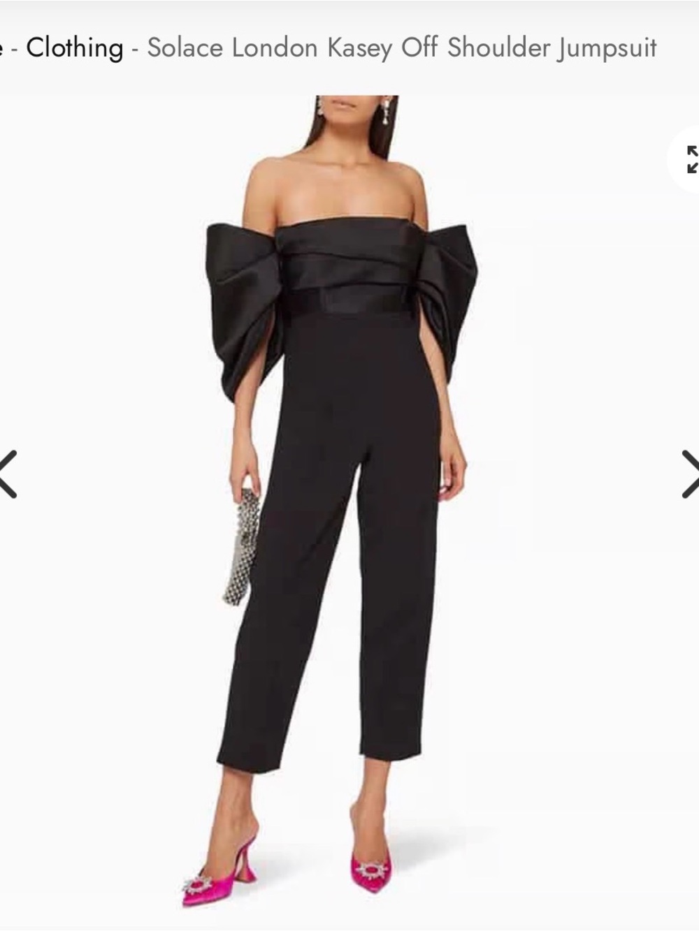 Solace London Black Off-Shoulder Sculpted Sleeve Jumpsuit